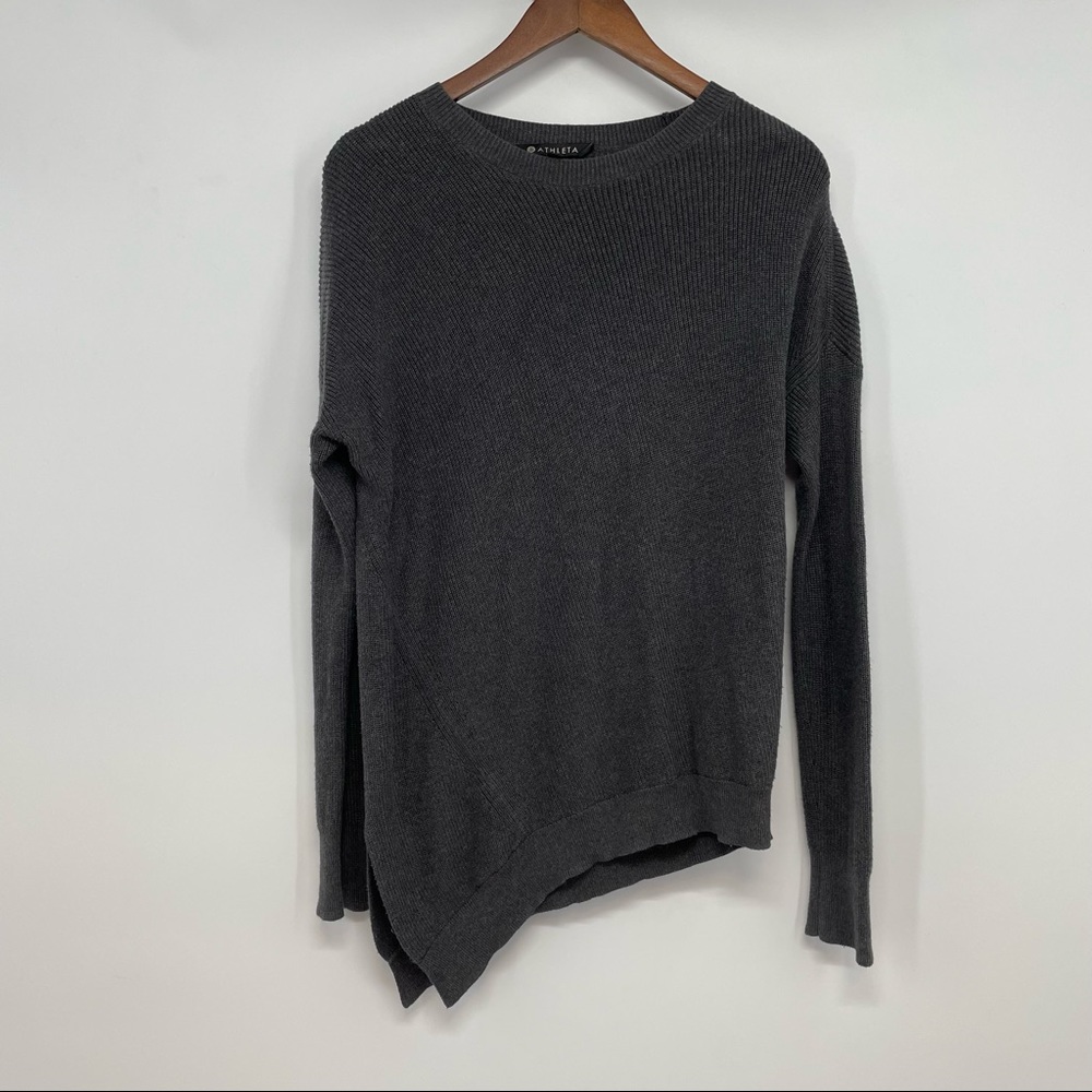Athleta Sweater Women's S Gray Asymmetrical Knit Pullover Pima Cotton/silk Blend